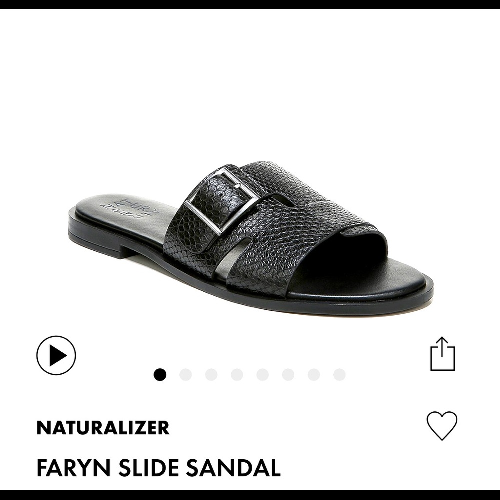 Naturalizer black, flat sandal.  Size 10W